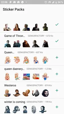 Stickers Game Of Thrones For WhatsApp android App screenshot 2